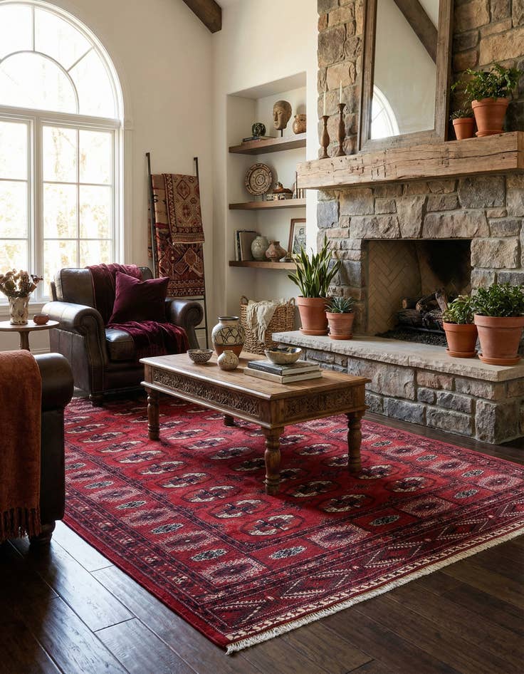 Detail image of 6' 8 x 9' 10  Hand Knotted Afghan Akhche Wool Rug