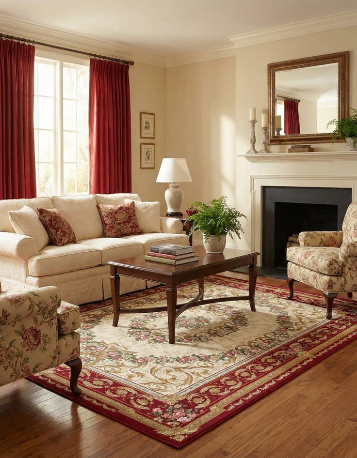 Detail image of 7' 10 x 10'  Washable Traditional Indoor / Outdoor Rug