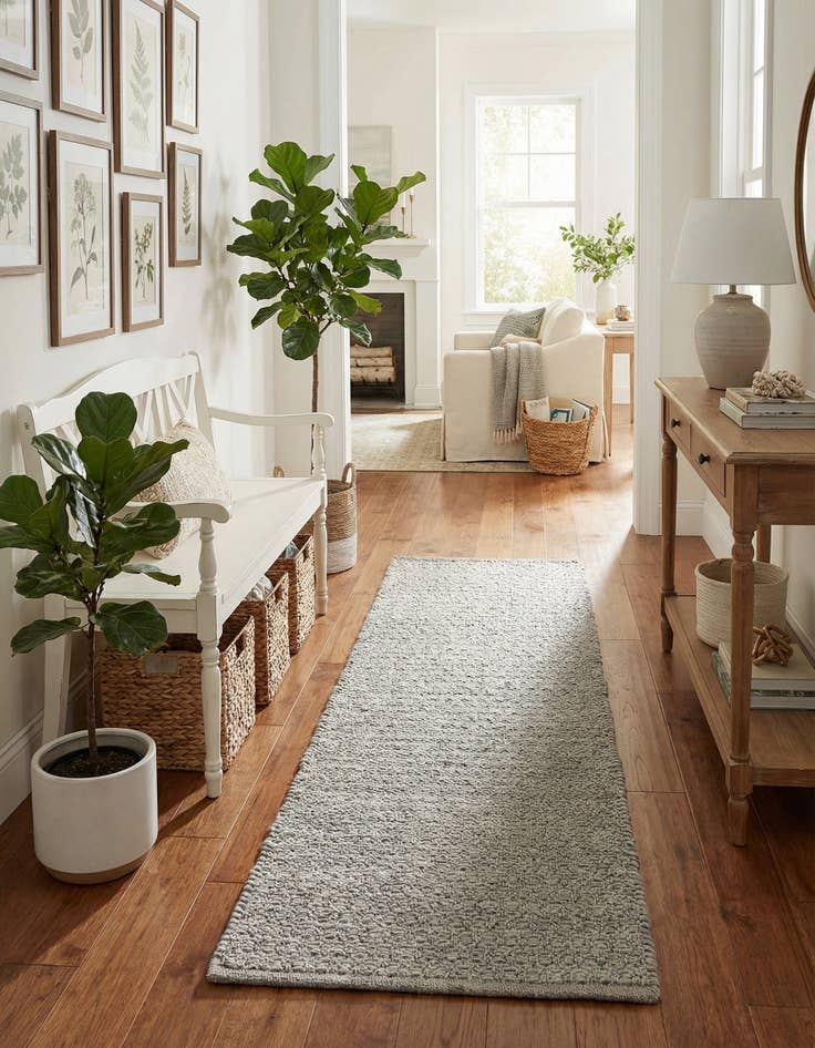 Detail image of  2' x 5' 1  Hand Woven Lattice Wool Runner Rug