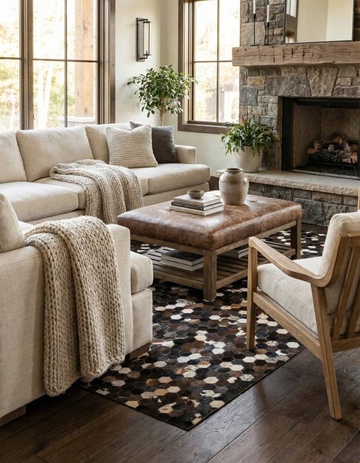 Detail image of 5' x 8' Cowhide Leather Rug