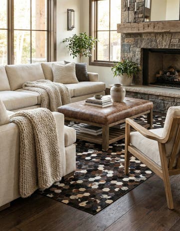 5' x 8' Cowhide Leather Rug