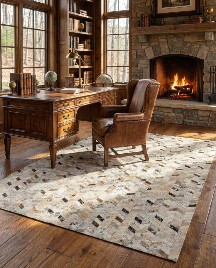 Detail image of 5' 4 x 7' 7 Cowhide Stocks Rug