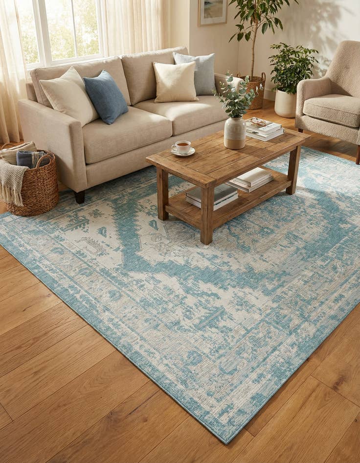 Detail image of 9' x 12' Easy-Clean Traditional Indoor / Outdoor Rug