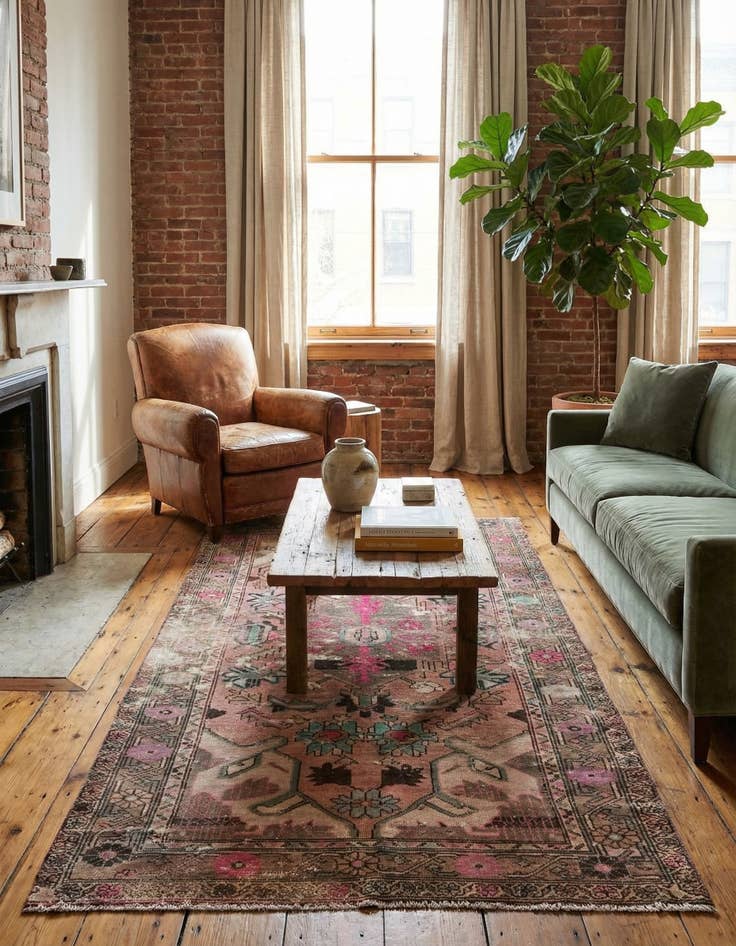 Detail image of 4' 10 x 9' 10  Hand Knotted Ultra Vintage Persian Wool Runner Rug