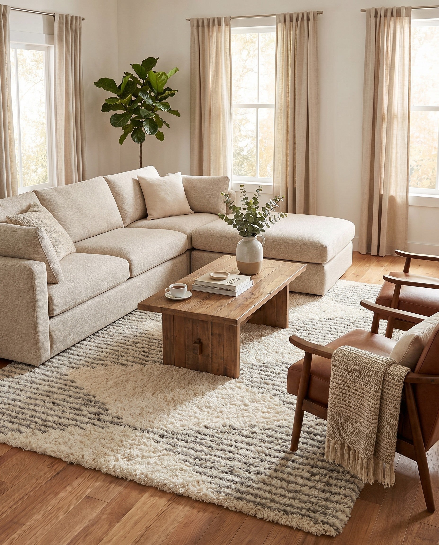 Pearl and Gray Infinity Shag Rug