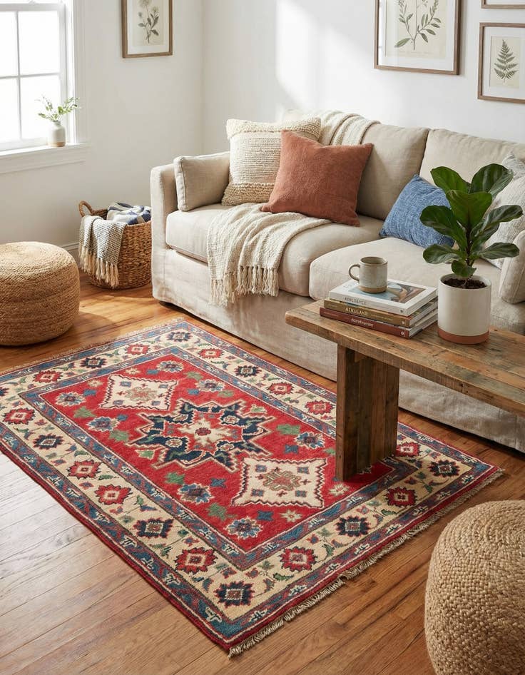 Detail image of 2' 8 x 4' 2  Hand Knotted Kazak Rug