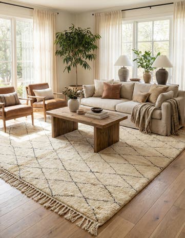 6' 3 x 10' 10 Hand Knotted Moroccan Wool Rug