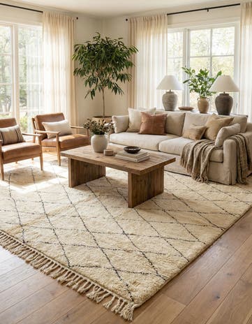 6' 3 x 10' 10 Hand Knotted Moroccan Wool Rug