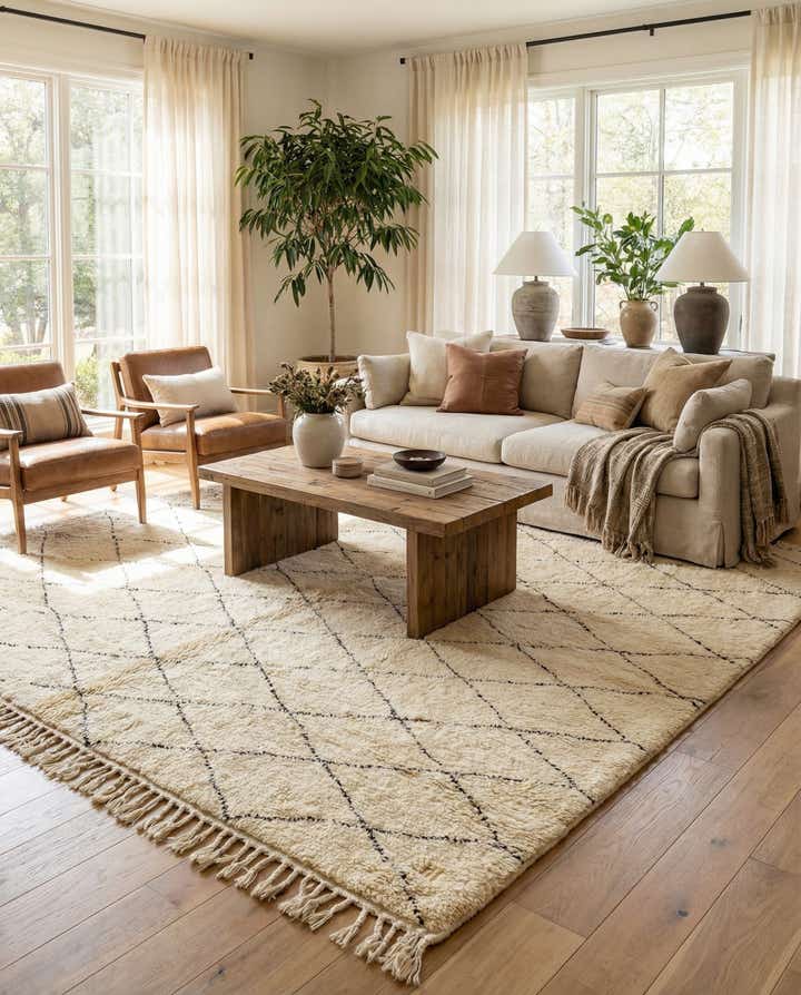 6' 3 x 10' 10 Hand Knotted Moroccan Wool Rug