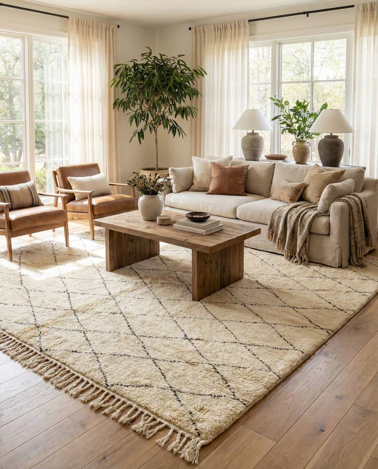 Detail image of 6' 3 x 10' 10 Hand Knotted Moroccan Wool Rug