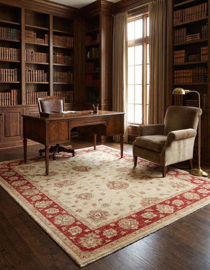 Detail image of 5' 2 x 6' 4 Hand Knotted Peshawar Ziegler Rug