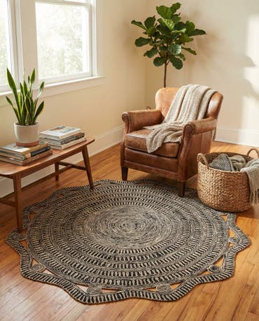  7' 10 x 7' 10  Hand Braided Jute Round Rug
