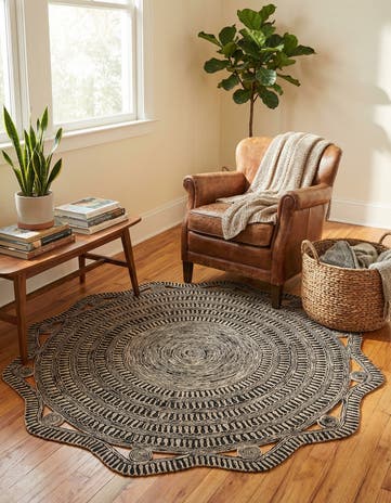 7' 10 x 7' 10 Handmade Braided Jute Round Rug