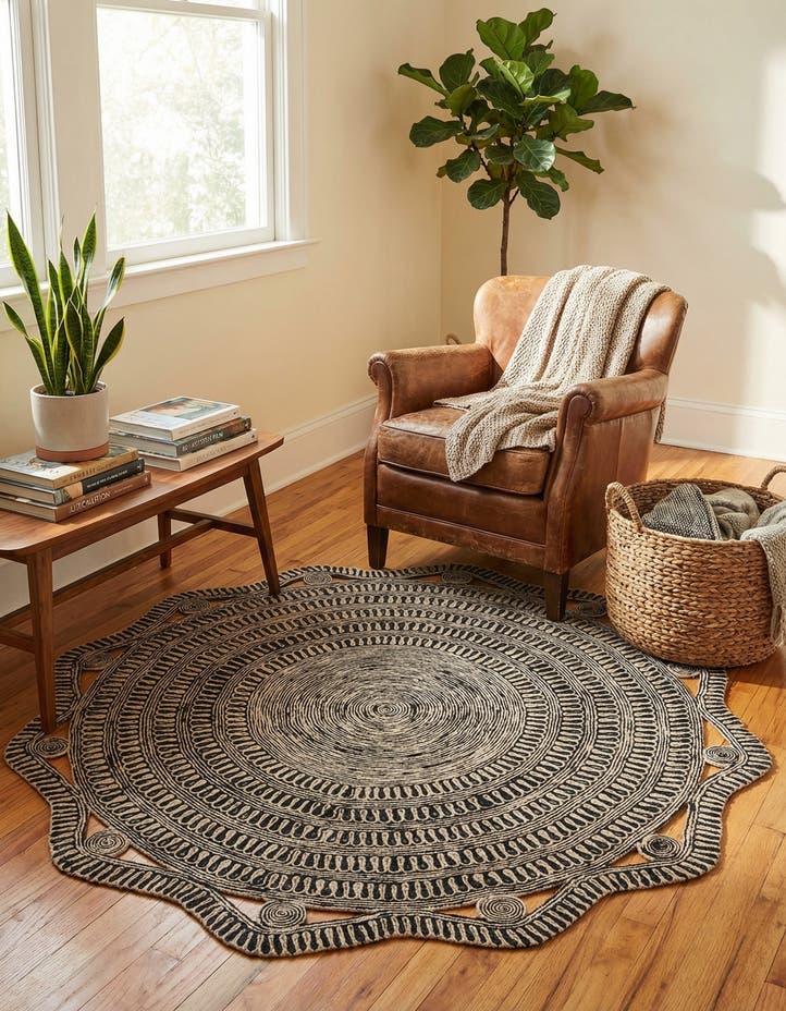 7' 10 x 7' 10 Handmade Braided Jute Round Rug