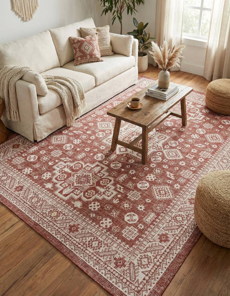 Detail image of 9' x 12'  Washable Aztec Indoor / Outdoor Rug