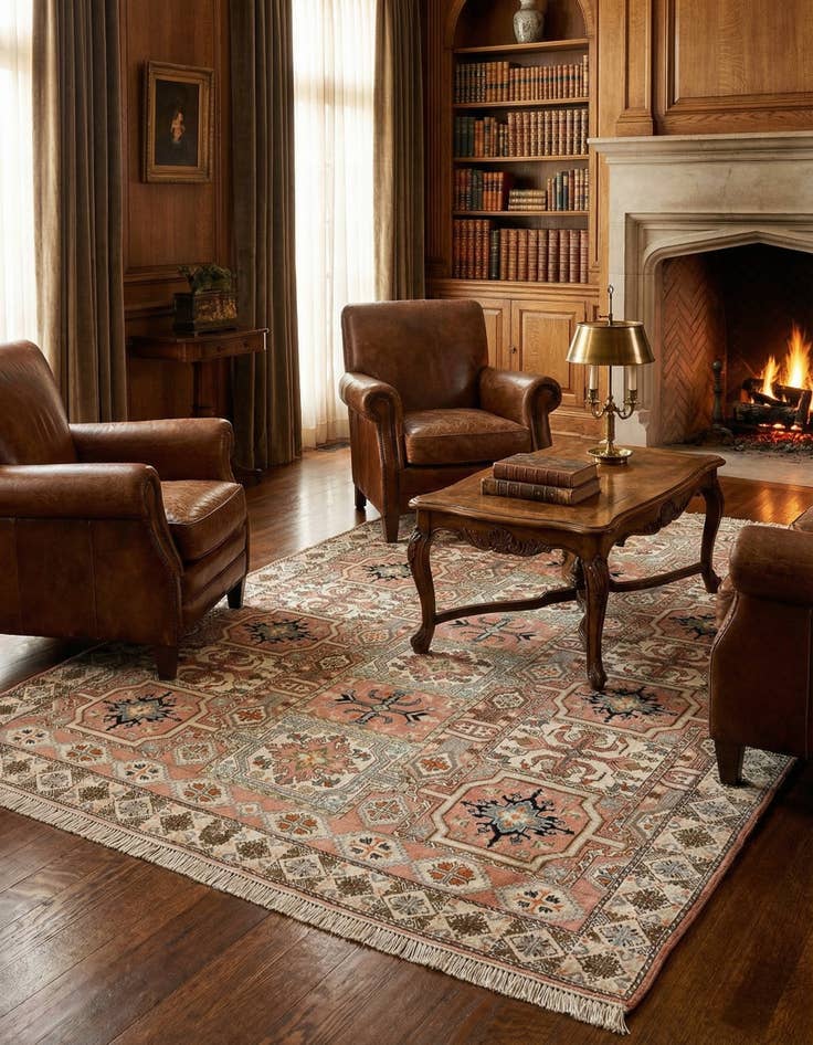 Detail image of  6' 6 x 10' 2  Hand Knotted Heriz Wool Rug