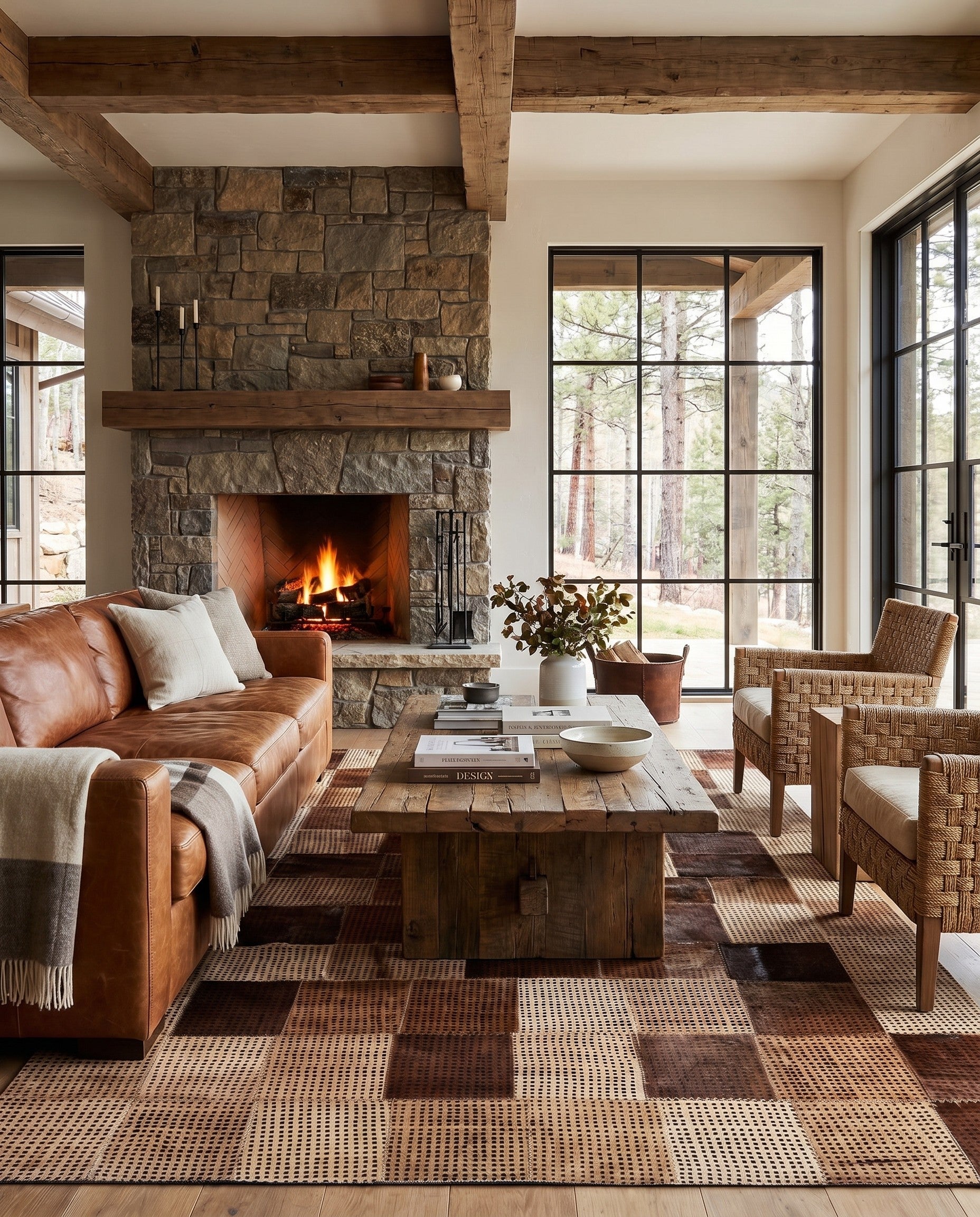 5' x 8' 1 Cowhide Leather Rug