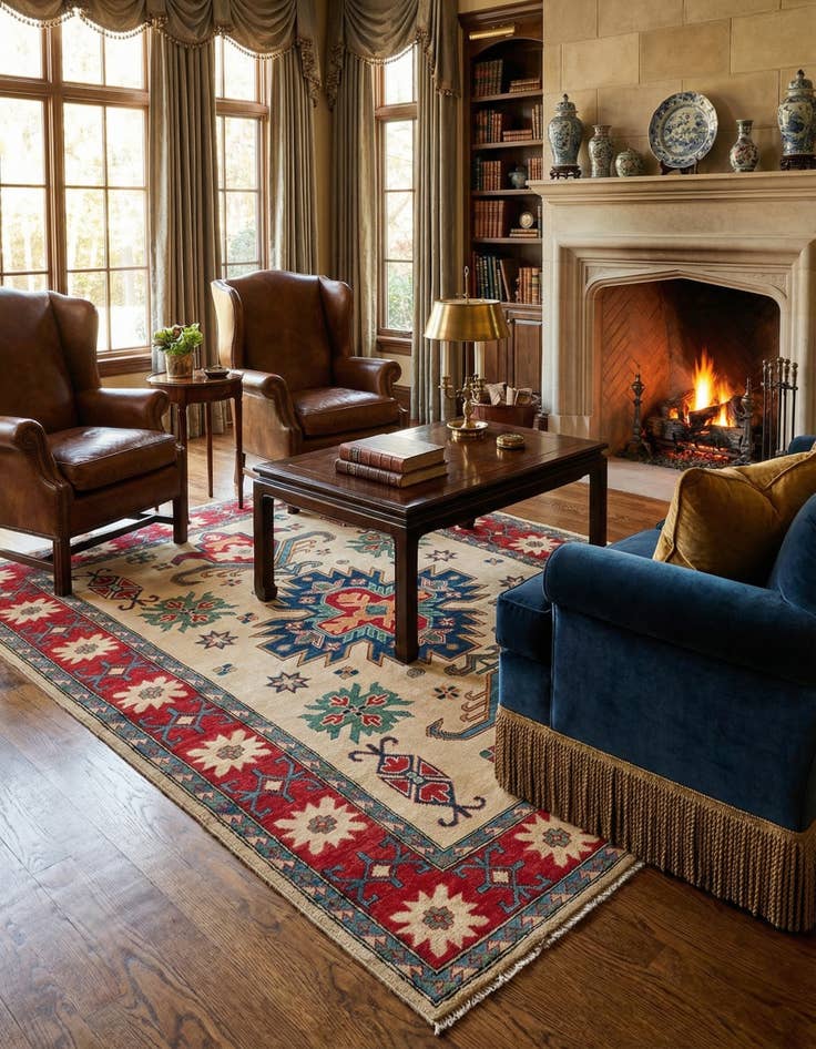 Detail image of 5' 7 x 7' 7 Hand Knotted Kazak Rug