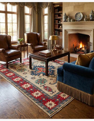 5' 7 x 7' 7 Hand Knotted Kazak Rug