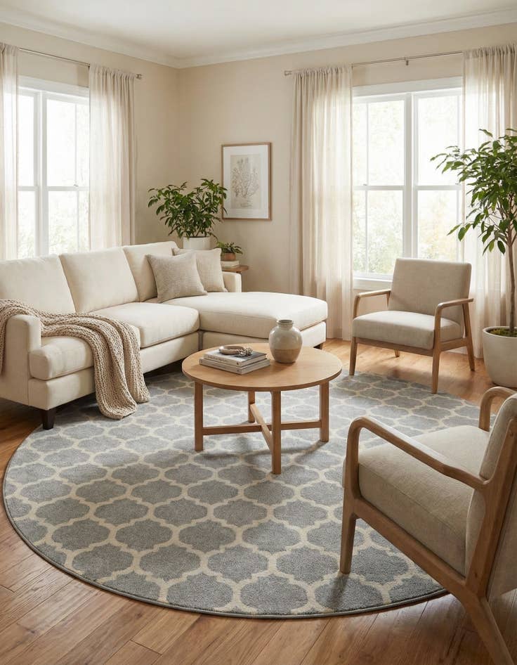 Detail image of  12' 2 x 12' 2 Lattice Round Rug