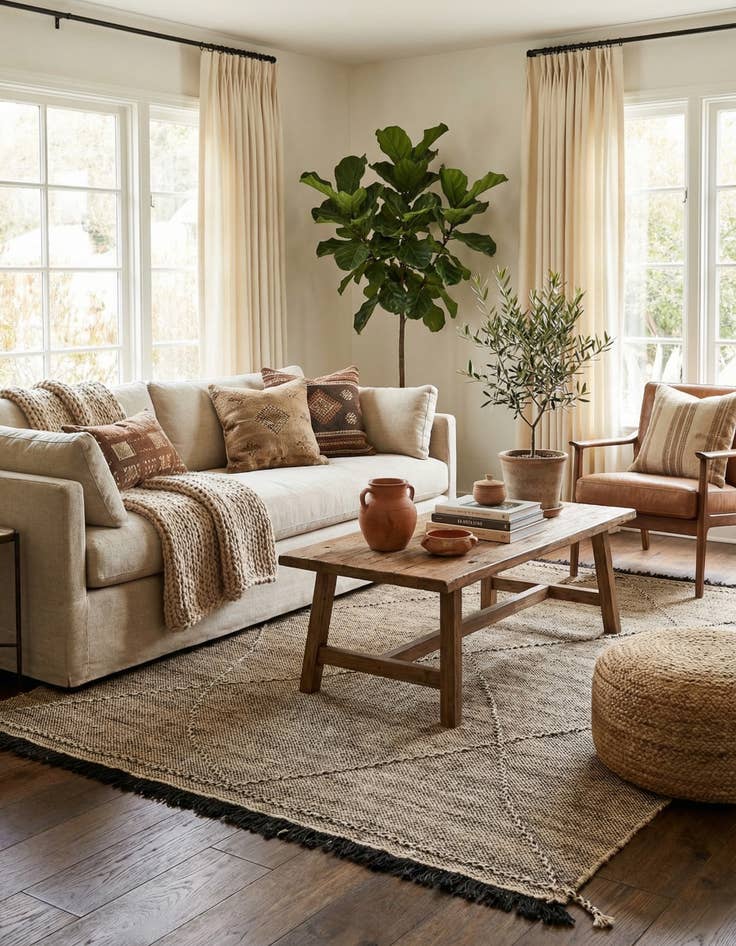 Detail image of  6' x 7' 7  Hand Knotted Moroccan Wool Rug