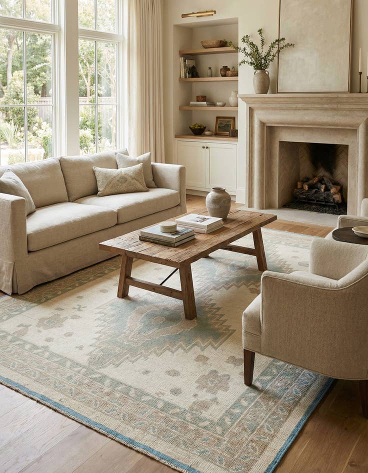 Detail image of 8' 9 x 12' 2  Hand Knotted Oushak Wool Rug