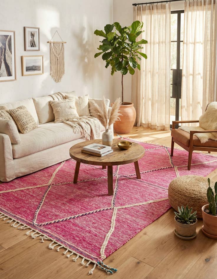 Detail image of 6' 10 x 10' 6 Hand Knotted Moroccan Wool Rug