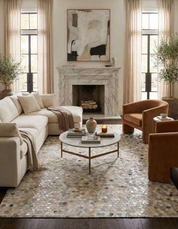 7' 10 x 9' 10 Cowhide Leather Rug