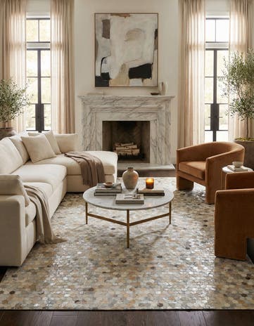 7' 10 x 9' 10 Cowhide Leather Rug