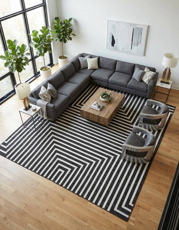 Detail image of  13' x 13'  Washable Modern Indoor / Outdoor Square Rug