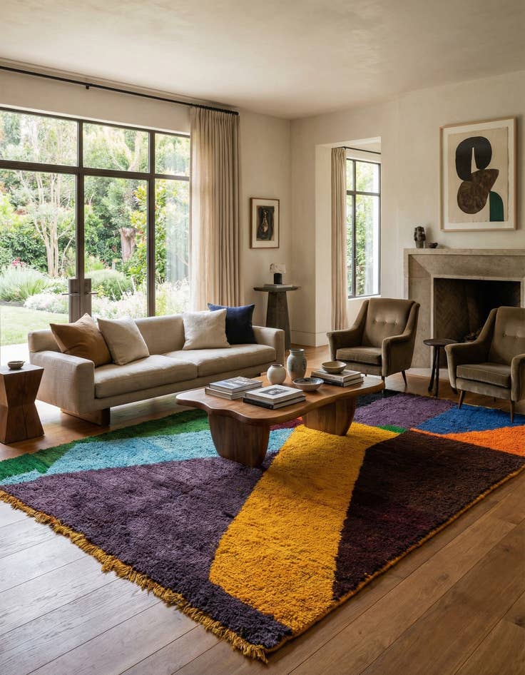 Detail image of 6' 6 x 9' 6  Hand Knotted Moroccan Wool Rug