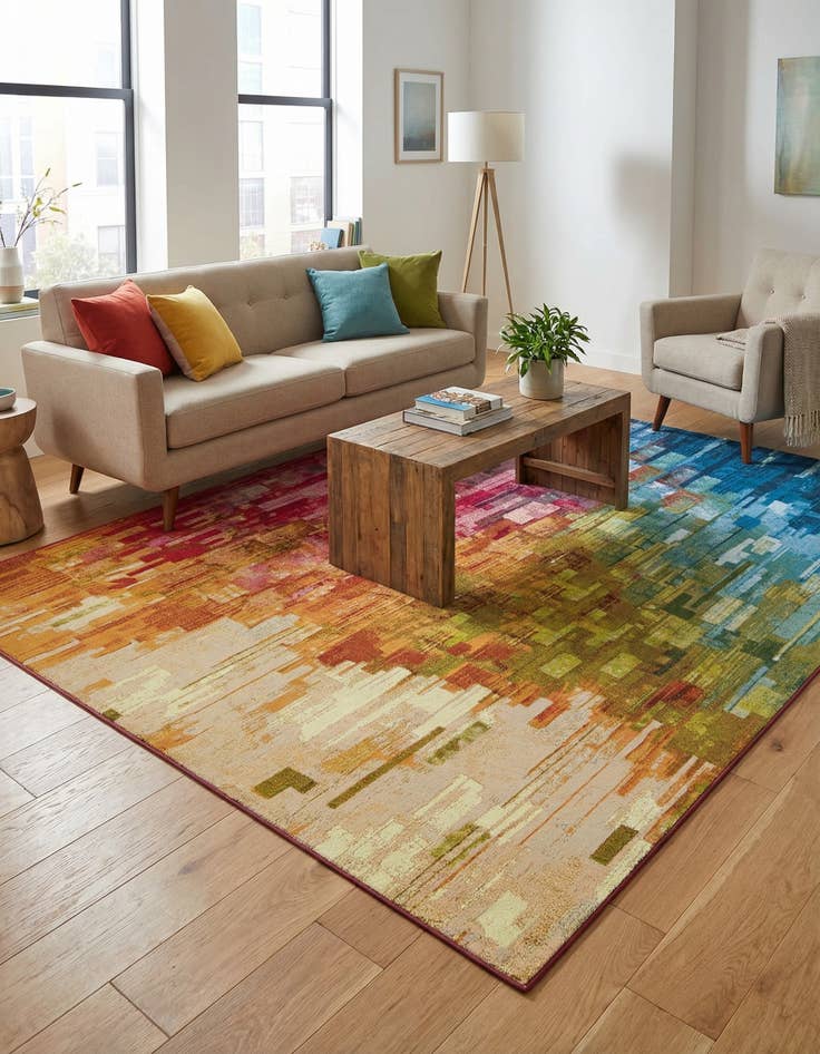 Detail image of  8' x 10'  Washable Modern Indoor / Outdoor Rug