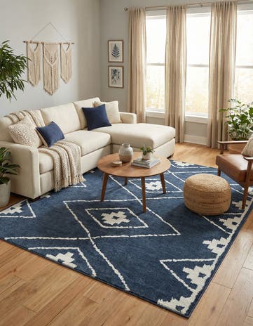 Blue Oslo Square Rug
