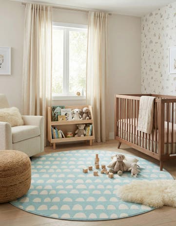 Clear Blue Whimsy Kids Round Rug
