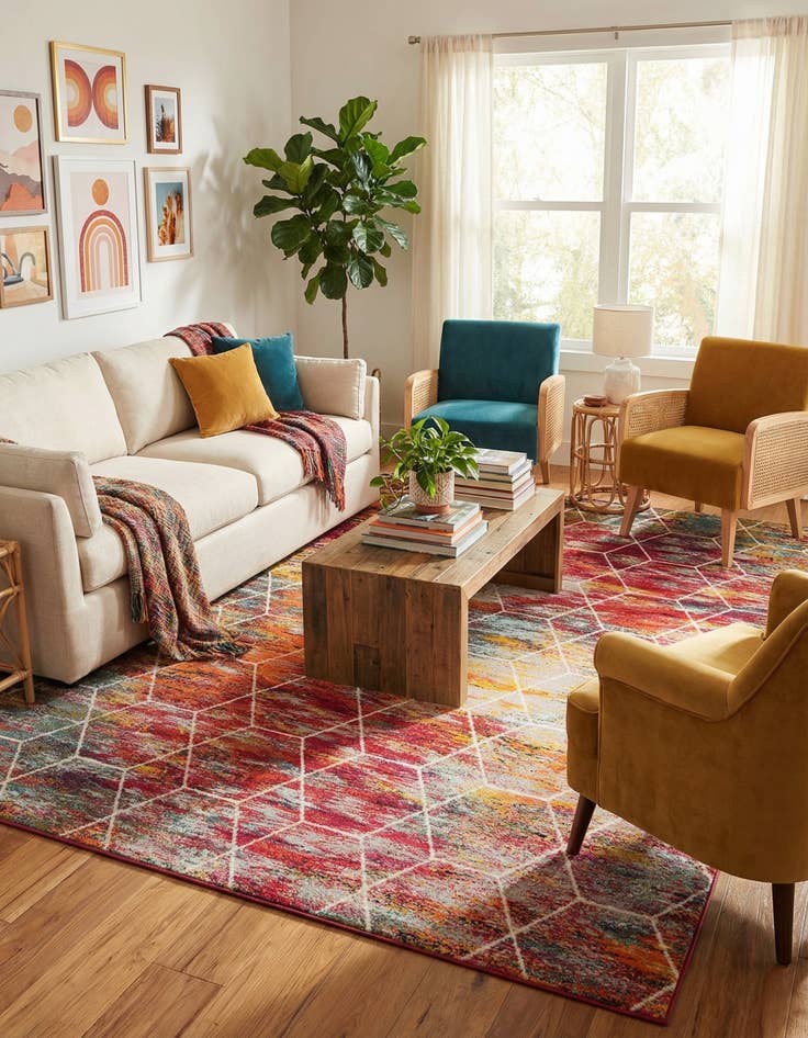 Detail image of  10' x 14' Lattice Frieze Rug