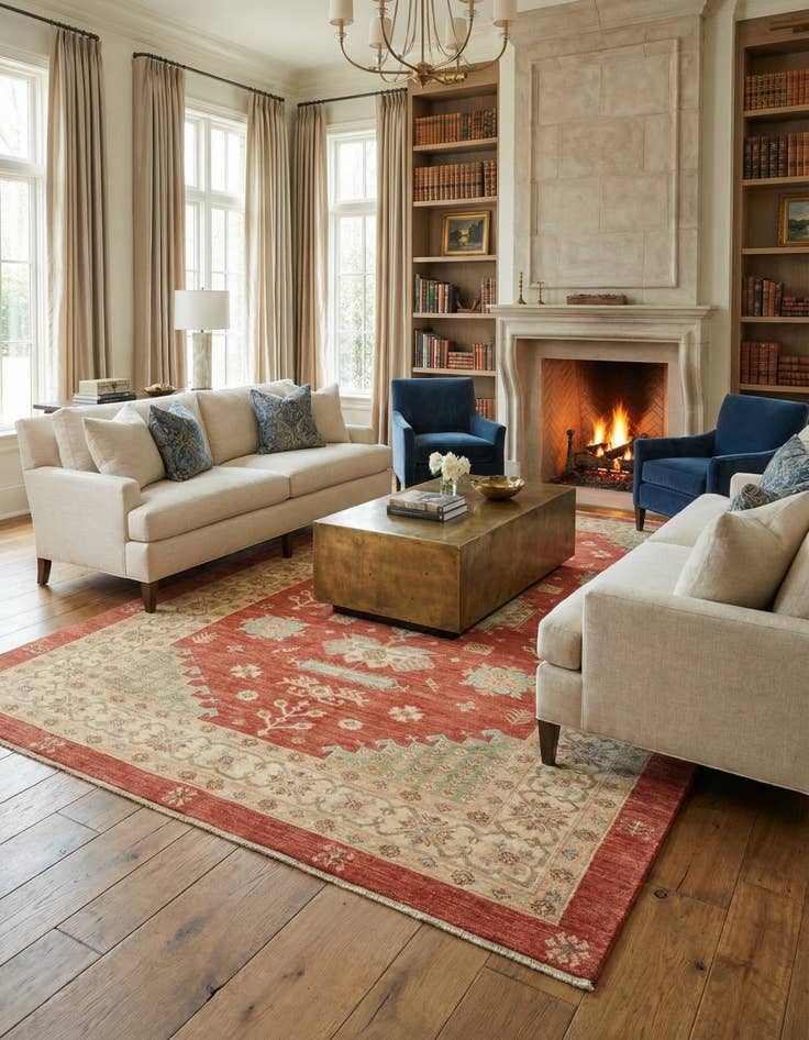 Detail image of 5' 9 x 7' 11  Hand Knotted Peshawar Ziegler Rug