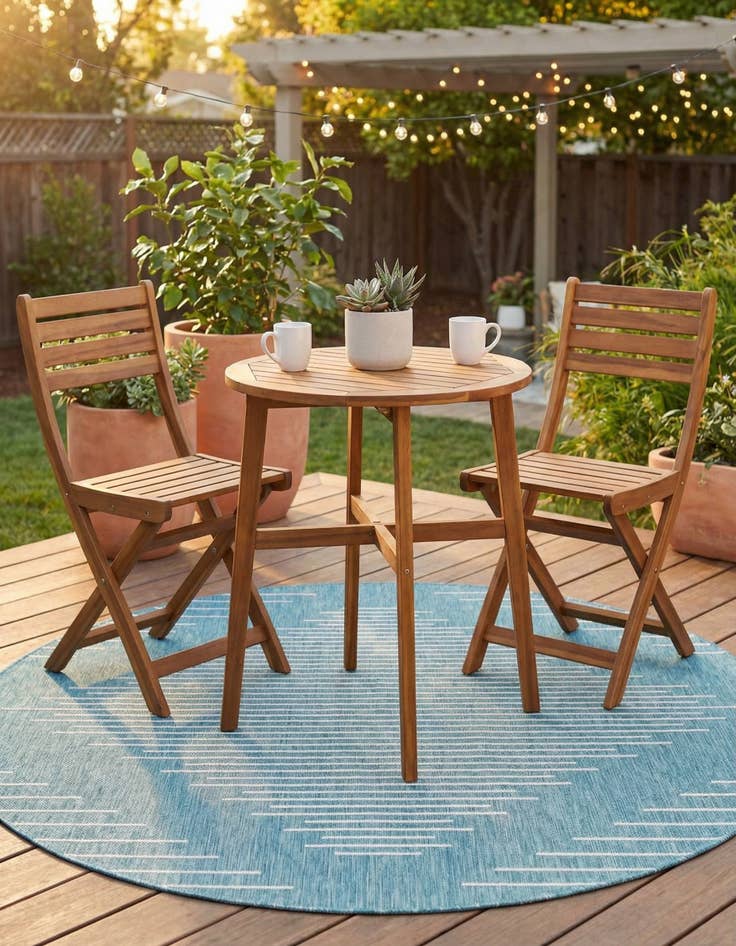 Detail image of  6' x 6'  Washable Modern Indoor / Outdoor Round Rug