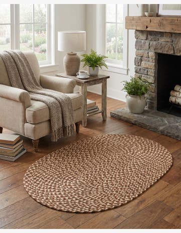 2' x 3' 1 Handmade Tweed Braided Jute Oval Rug