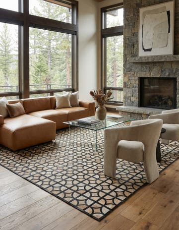 8' 1 x 10' Cowhide Leather Rug
