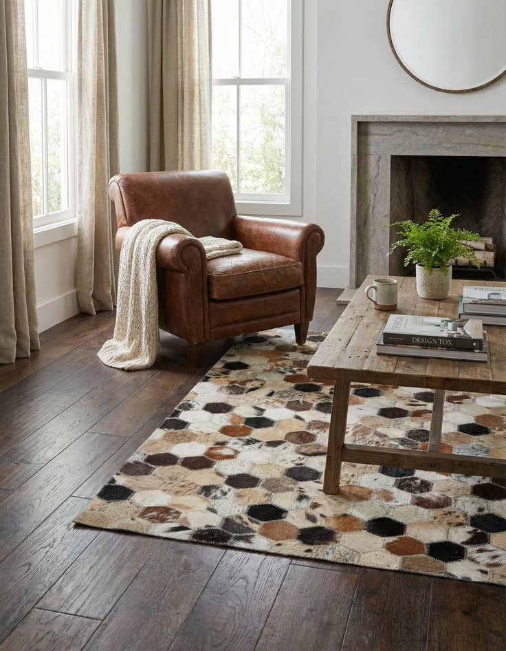 Detail image of 2' x 3' 1 Cowhide Leather Rug