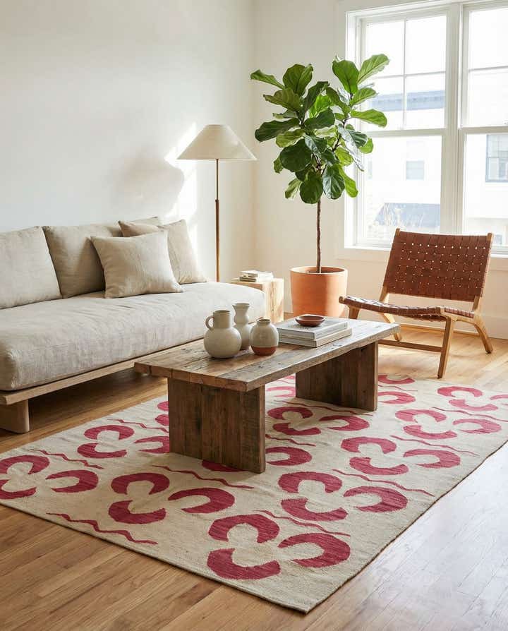 4' 6 x 6' 6 Hand Woven Kilim Modern Wool Rug