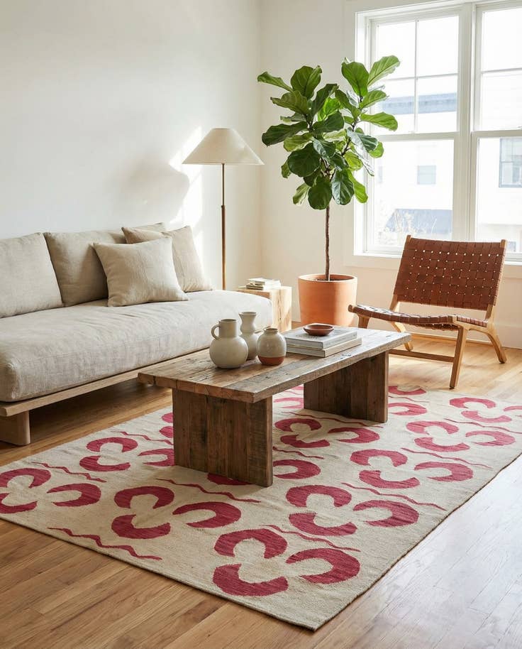 Detail image of 4' 6 x 6' 6 Hand Woven Kilim Modern Wool Rug