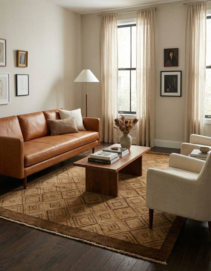 Detail image of 4' 7 x 6' 4  Hand Knotted Modern Ziegler Wool Rug