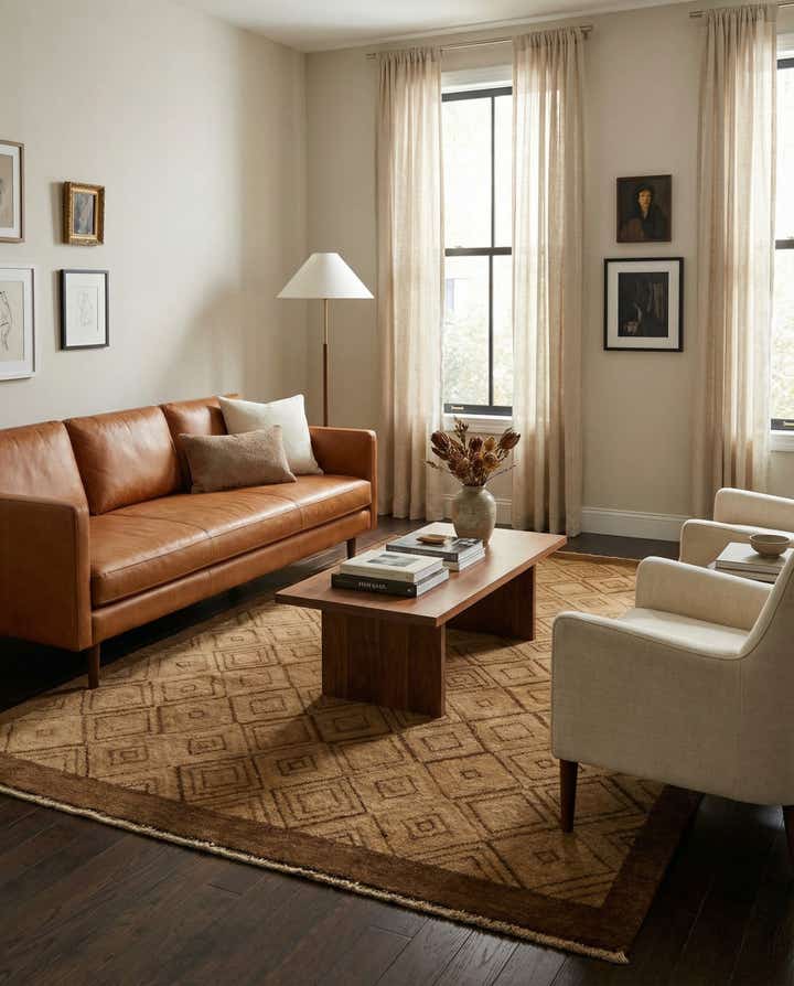 4' 7 x 6' 4 Hand Knotted Modern Ziegler Wool Rug