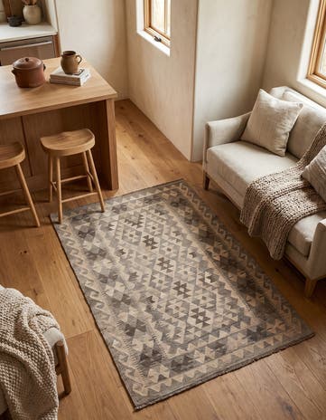 4' x 5' 11 Hand Woven Kilim Maymana Wool Rug