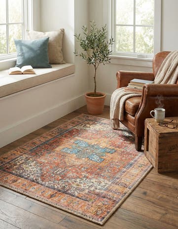 Rust Red Washable Timeless Rug