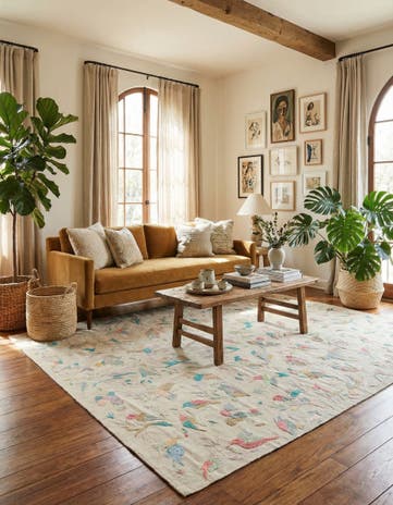8' 4 x 9' 9 Hand Woven Kilim Suzani Wool Rug