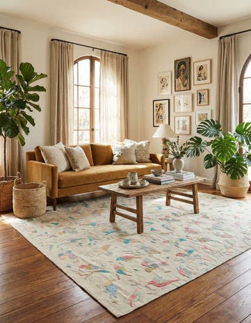 8' 4 x 9' 9 Hand Woven Kilim Suzani Wool Rug