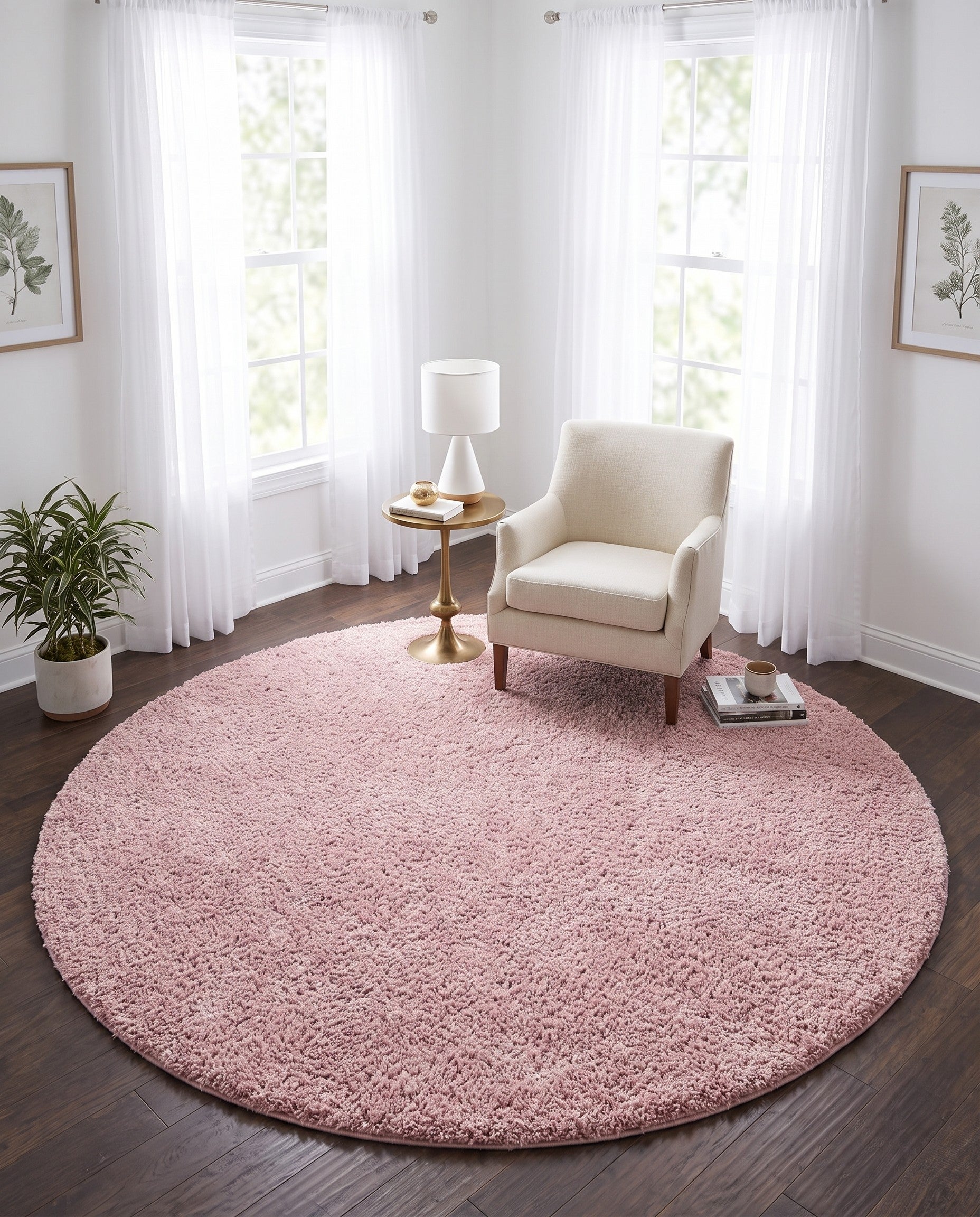 8' x 8' Soft Solid Shag Round Rug