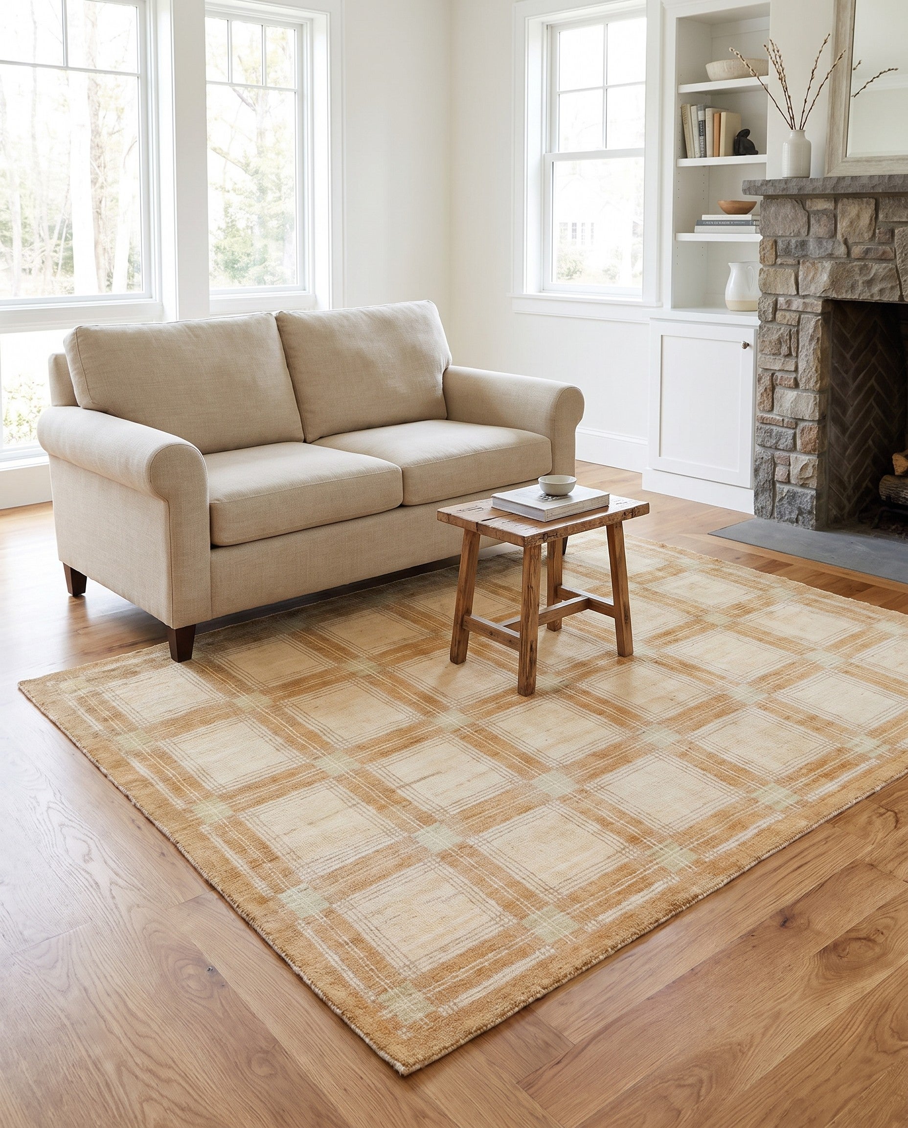 4' 7 x 6' 6 Hand Knotted Modern Ziegler Rug